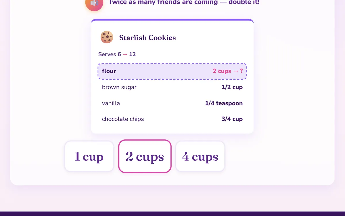 Starfish Cookies recipe card, flour row highlighted for doubling.