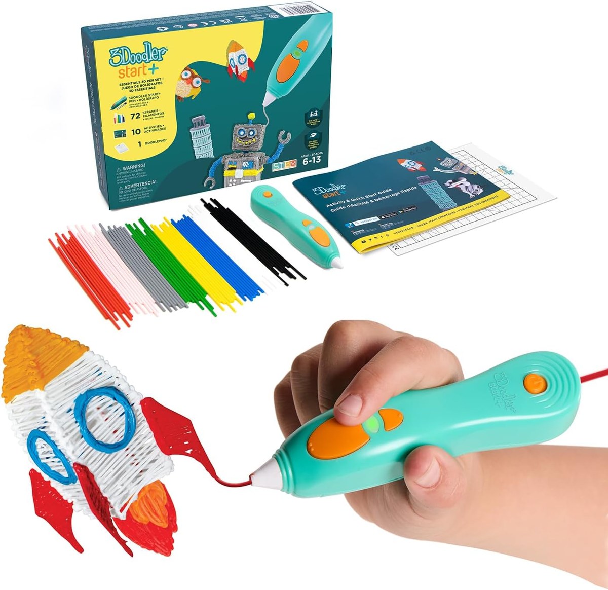 3D printing pen extruding plastic into a standing shape
