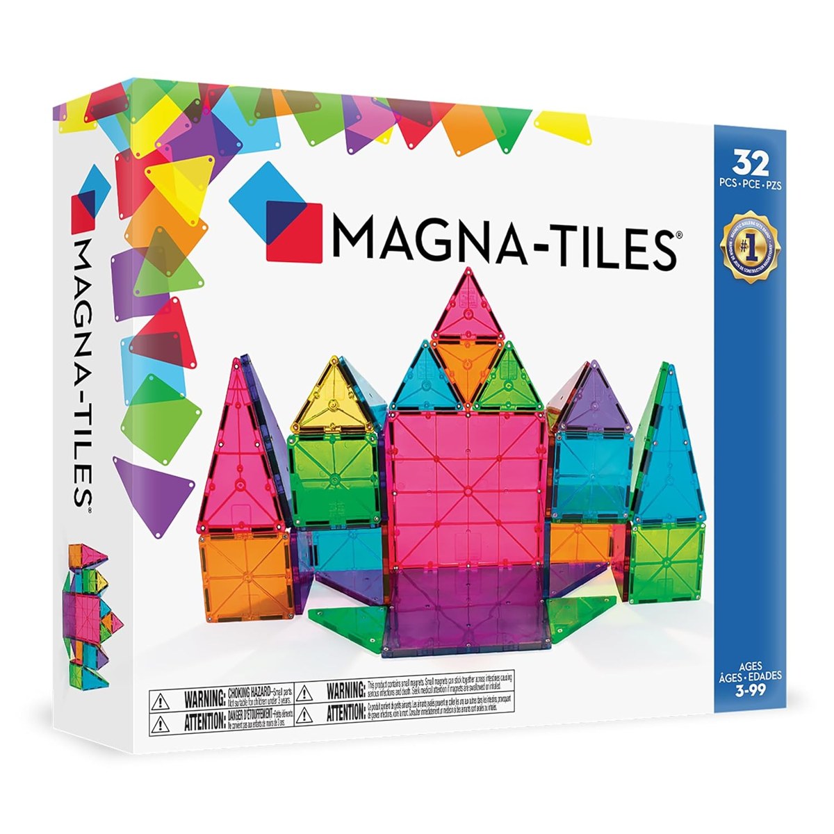 Magna-Tiles classic magnetic building tiles in translucent colors