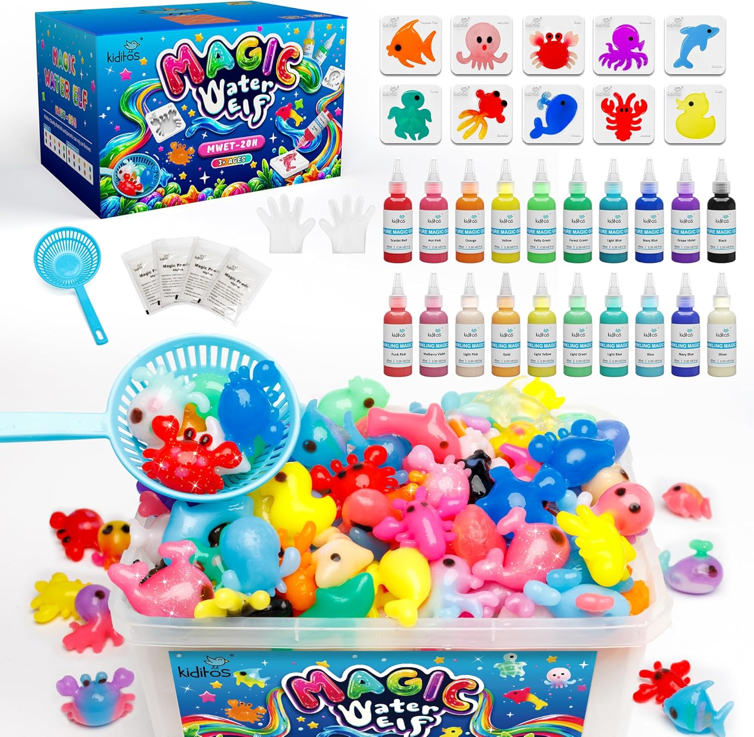 Water elf kit creating squishy colorful water creatures